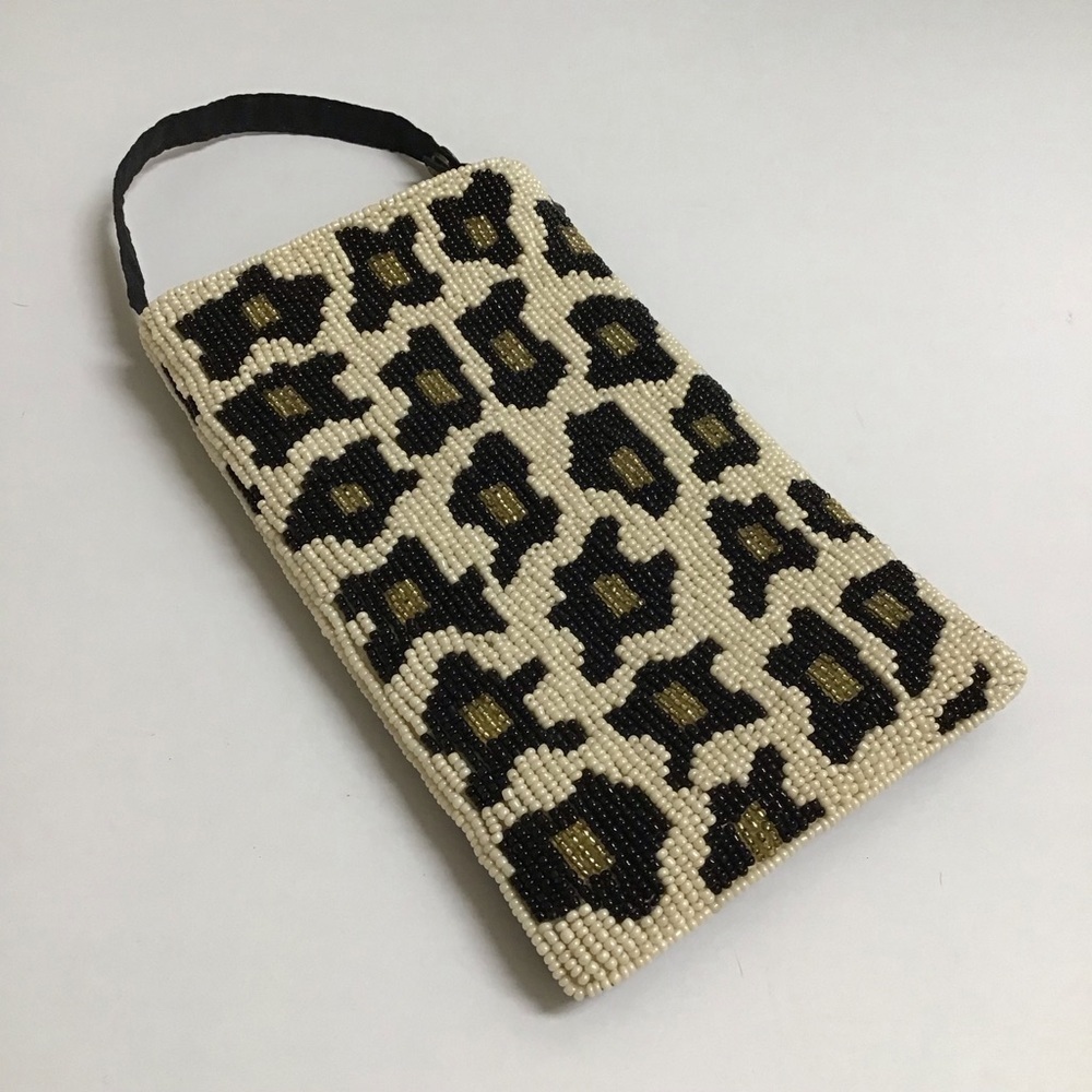 Beaded Leopard Crossbody Club Bag Wristlet Clutch Purse Wallet Bamboo Trading Co - Picture 4 of 14